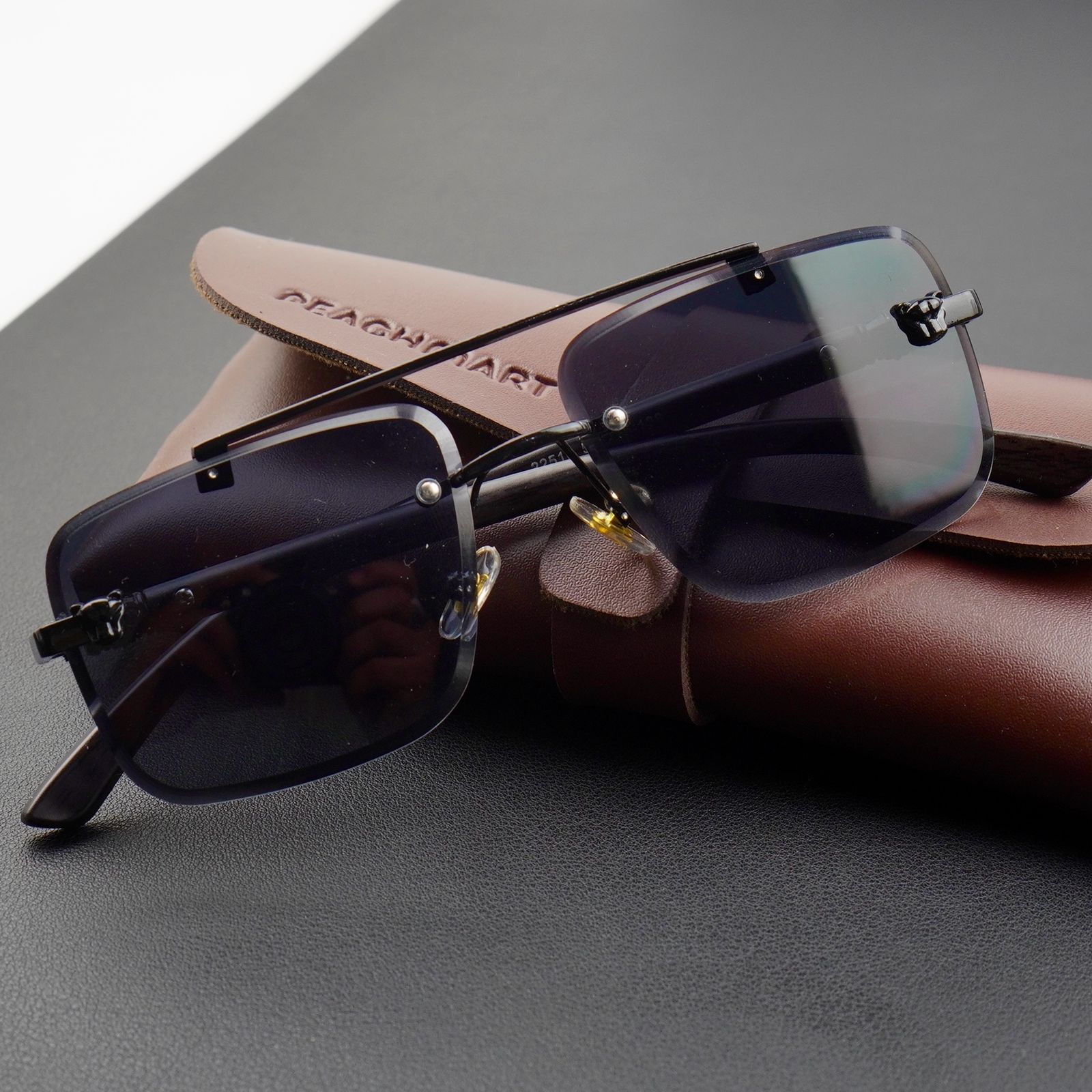 Woodline – Amber Brown – Rimless Sunglasses – S-851