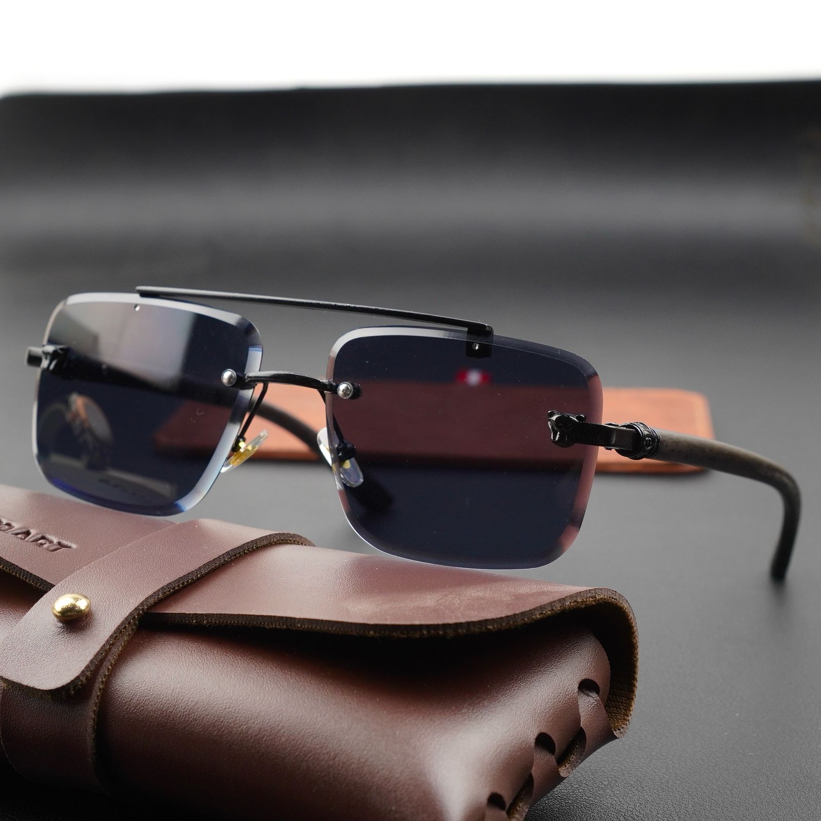 Woodline – Amber Brown – Rimless Sunglasses – S-851