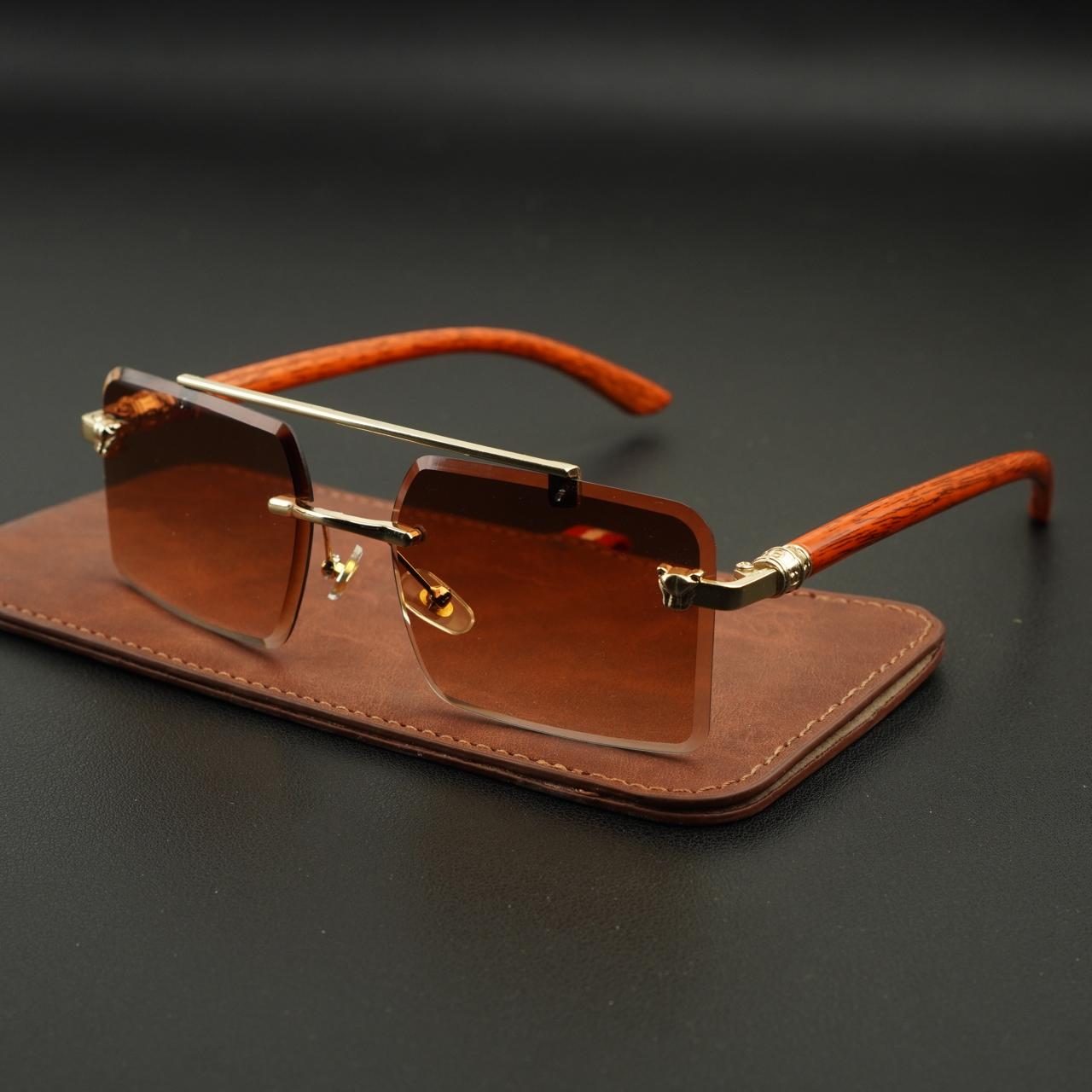 Woodline – Amber Brown – Rimless Sunglasses – S-851